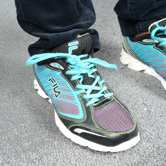 FILA Cool Max Women's 6 M Aqua Black Athletic Running Shoes DLS Foam - Picture 2 of 16